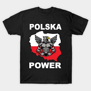 Polska Power, cool Poland design with white eagle T-Shirt